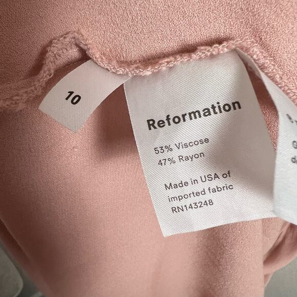 Reformation Blush Pink Verbena Ruffled Off the Shoulder Maxi Gown Dress Size 10 - Picture 5 of 12